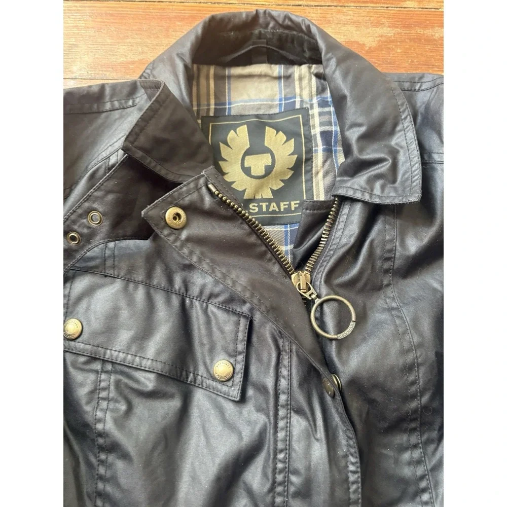 Belstaff Women's Trialmaster Waxed Cotton Jacket Size 40 Black